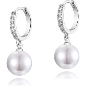 Cubic Zirconia Pearl Huggies Earrings
